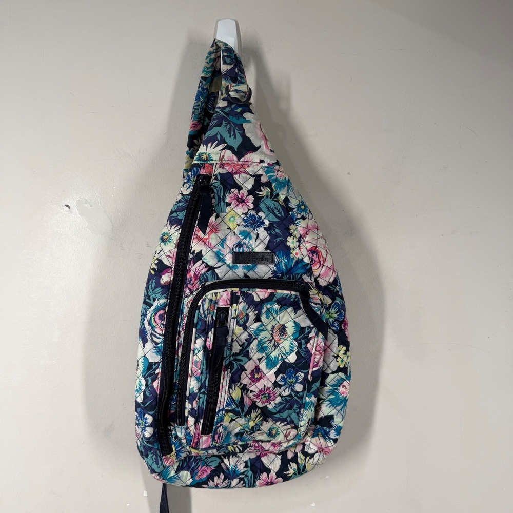 Vera Bradley Garden Grove Floral Quilted Cotton Sling Backpack Bag Crossbody
